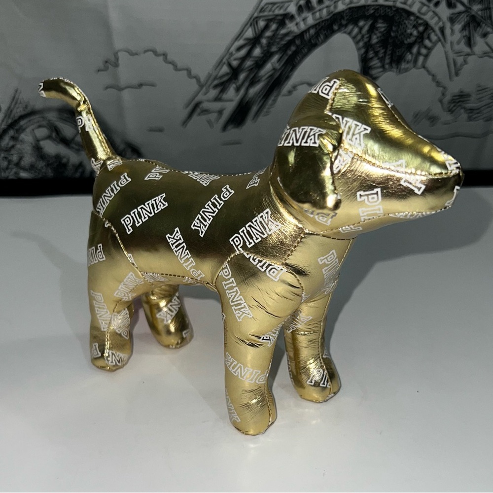 Victoria's Secret PINK Metallic Gold Dog Plush